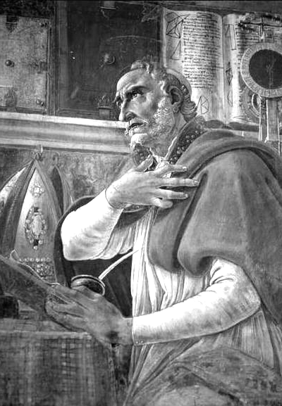 Picture of Augustine of Hippo. The work of art depicted in this image and the reproduction thereof are in the public domain worldwide. The reproduction is part of a collection of reproductions compiled by The Yorck Project. The compilation copyright is held by Zenodot Verlagsgesellschaft mbH and licensed under the GNU Free Documentation License.