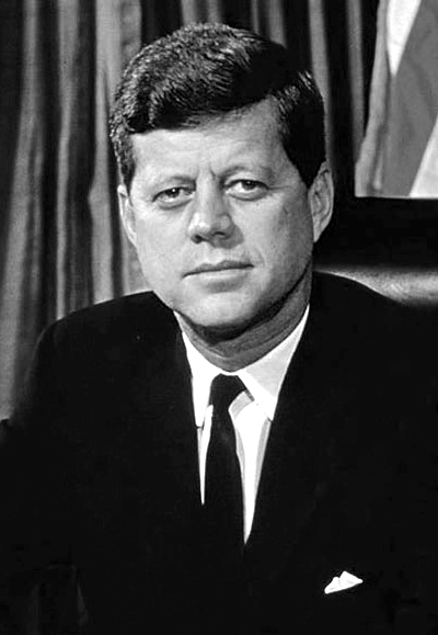 Picture of John F. Kennedy. This image is a work of an employee of the Executive Office of the President of the United States, taken or made during the course of the person's official duties. As a work of the U.S. federal government, the image is in the public domain.